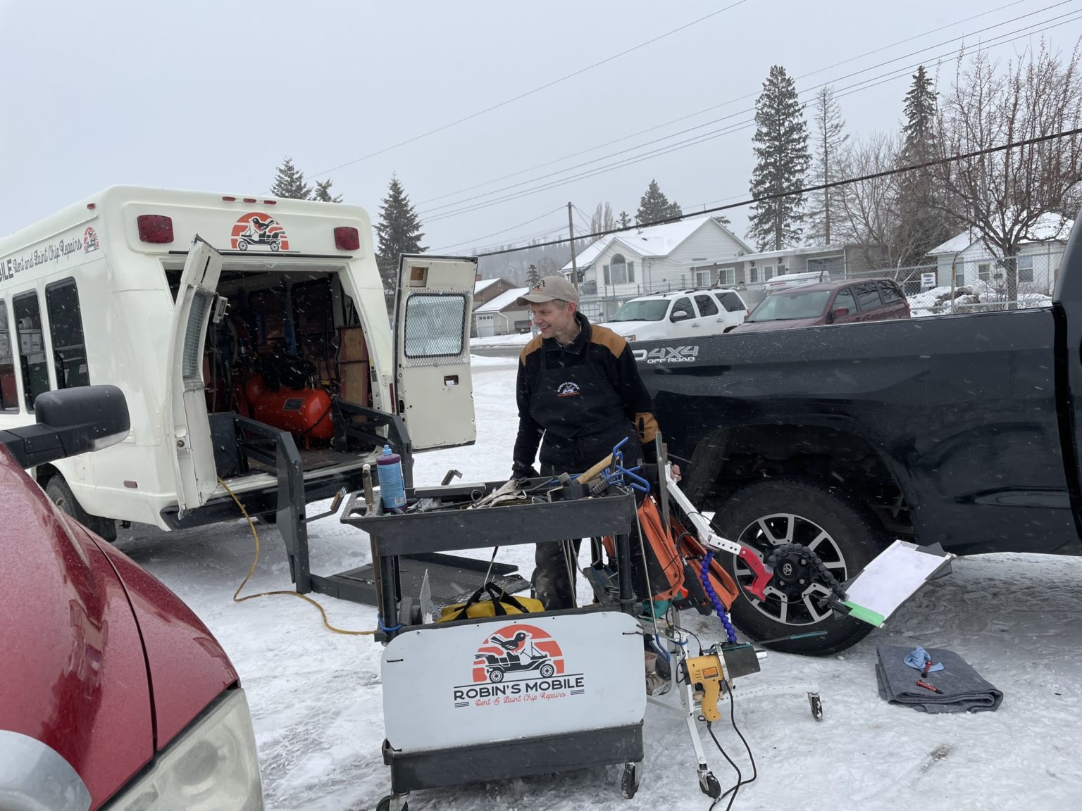 Shane's mobile setup working on-site in Prince George